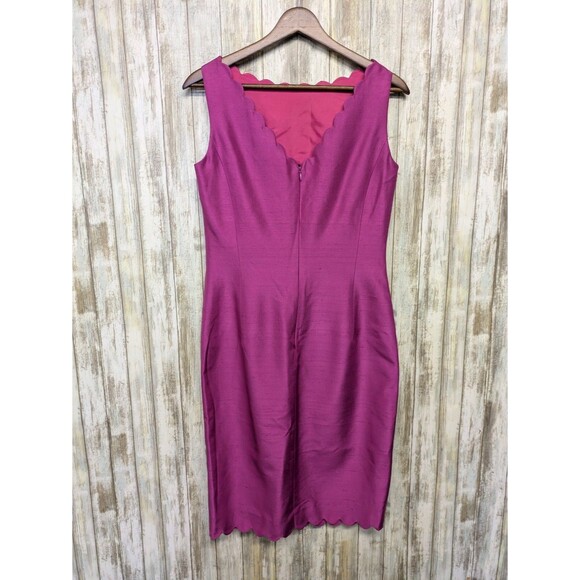 Laundry by Shelli Segal Silk Sheath Dress Pink Scallop Elegant Cocktail 12 - Picture 4 of 13